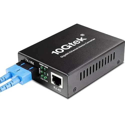 Gigabit Ethernet to Fiber Media Converter 10/100/1000M Single-Mode Dual Fiber SC to RJ45, up to 20KM