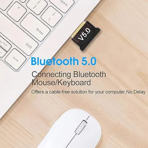 V V Computer USB Bluetooth Adapter for PC, 5.0 Bluetooth Dongle Receiver Supports Windows 10/8.1/7 for Desktop, Laptop, Mouse, Keyboard, Printers, Headsets, Speakers, PS4/ Xbox Controllers