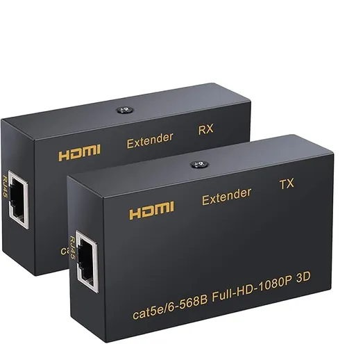 60M HDMI Extender, HDMI to RJ45 Network Cable Extender Converter