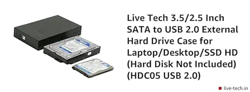 Live Tech 3.5/2.5 Inch SATA to USB 2.0 External Hard Drive Case for Laptop/Desktop/SSD HD