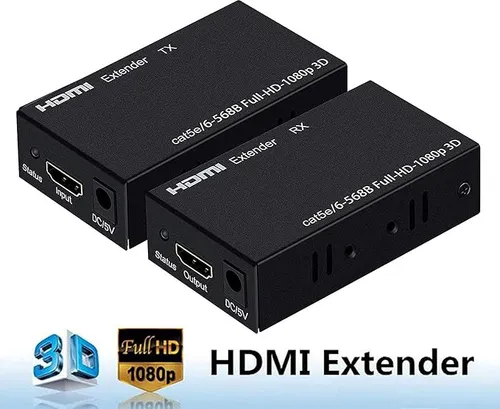 60M HDMI Extender, HDMI to RJ45 Network Cable Extender Converter