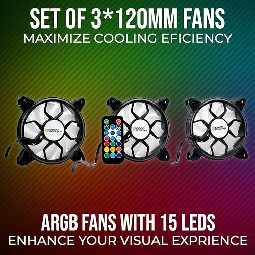 Coconut F2 Addressable RGB 120mm Fan, 3 in 1 with Remote Controller, programmable lighting effects, ARGB Fan Kit with Control Hub, CPU Fan for Gaming PC