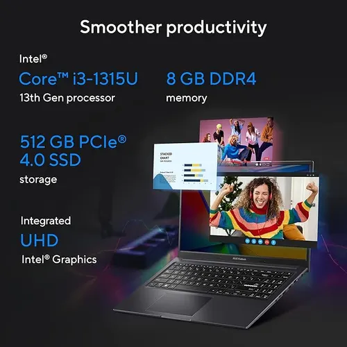 ASUS Vivobook 15X (2023), Intel Core i3-1315U 13th Gen, 15.6" (39.62 cms) FHD, Thin and Light Laptop (8GB/512GB SSD/Windows 11/Office 2021/Backlit KB/1.6 kg)