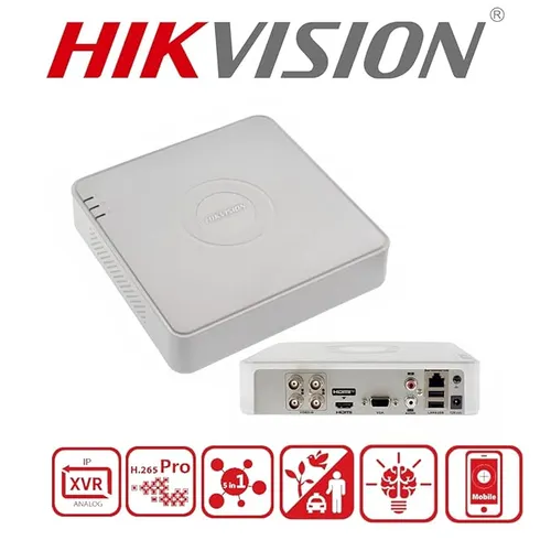 HIKVISION 4 Channel H.265 AcuSense DVR [iDS-7104HQHI-M1/S] for CCTV Cameras with JK Vision HDMI, Black