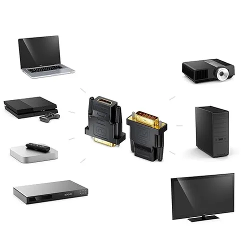 DVI to HDMI Adapter, DVI-D 24+1 Male to HDMI Female High Speed Adapter Converter Gold Plated Support 1080P for HDTV, Plasma, DVD, Projector, Computer