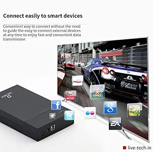 Live Tech 3.5/2.5 Inch SATA to USB 2.0 External Hard Drive Case for Laptop/Desktop/SSD HD