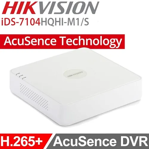 HIKVISION 4 Channel H.265 AcuSense DVR [iDS-7104HQHI-M1/S] for CCTV Cameras with JK Vision HDMI, Black