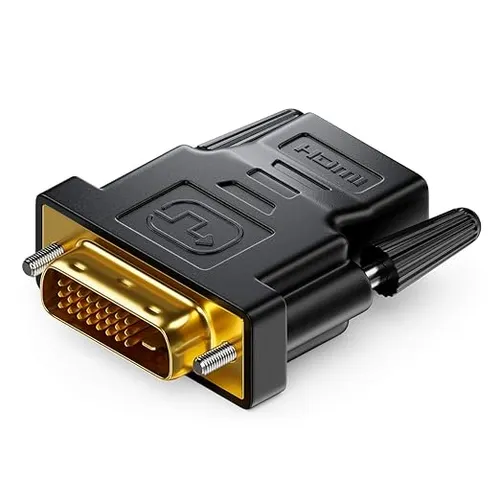 DVI to HDMI Adapter, DVI-D 24+1 Male to HDMI Female High Speed Adapter Converter Gold Plated Support 1080P for HDTV, Plasma, DVD, Projector, Computer