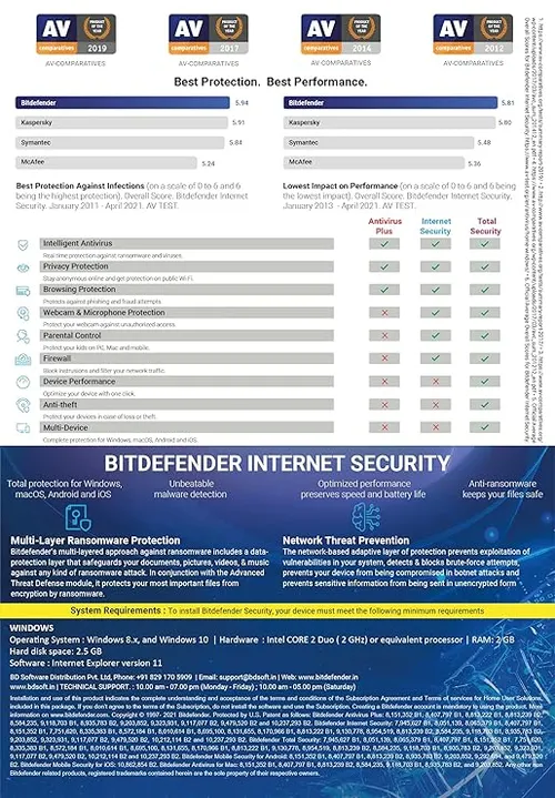 Bitdefender - 1 Computer,1 Year - Internet Security | Windows | Latest Version