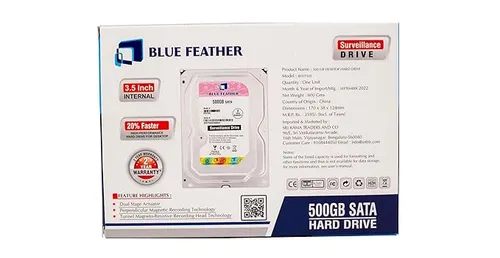 Blue Feather 500 GB 3.5 inch SATA Internal Hard Disk Drive for Desktop and Surveillance System