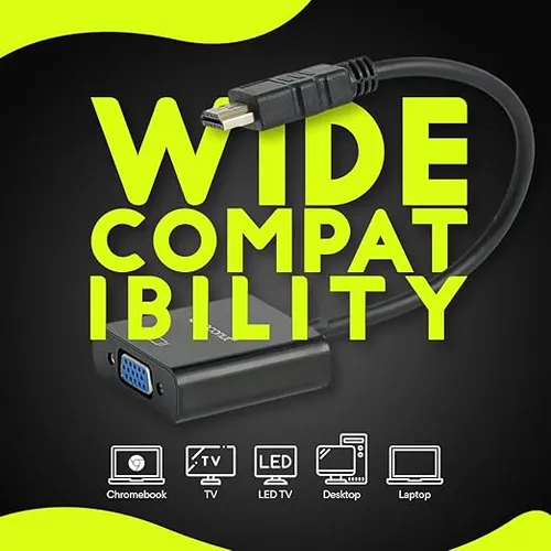 coconut HDMI to VGA Adapter High Speed 4K HD Video Converter Gold Plated HDMI to VGA (Male to Female) for Computer, Laptop, Xbox, HDTV