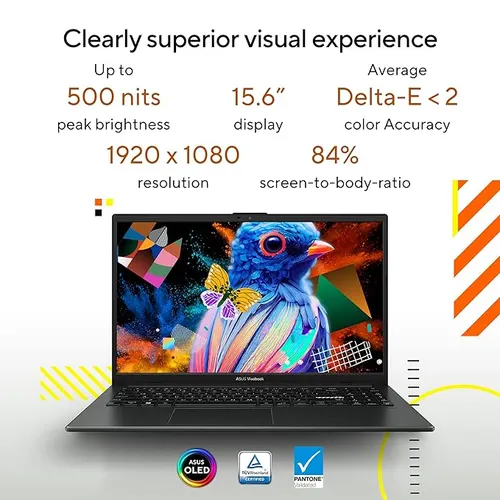 ASUS Vivobook Go 15 (OLED) 2023, AMD Ryzen 5 7520U, 15.6" (39.62 cm) FHD OLED, Thin & Light Laptop (16GB/512GB SSD/Windows 11/Office 2021/Alexa Built-in/Backlit KB/Black/1.63 kg) E1504FA-LK542WS