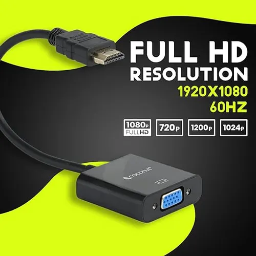 coconut HDMI to VGA Adapter High Speed 4K HD Video Converter Gold Plated HDMI to VGA (Male to Female) for Computer, Laptop, Xbox, HDTV