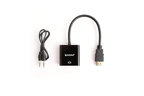 Coconut HDMI to VGA with Audio Adapter High Speed 4K HD Video Converter Gold Plated HDMI to VGA