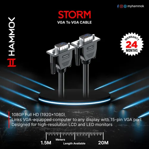 HAMMOK STORM VGA CABLE 3 MTR