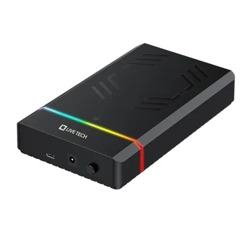 Live Tech HDC03 RGB 3.5" SATA/SSD Enclosure – USB 3.0 Type-C, 5Gbps Speed, Supports 2.5"/3.5" Drives Up to 18TB, Built-in Heat Sink, RGB Lighting