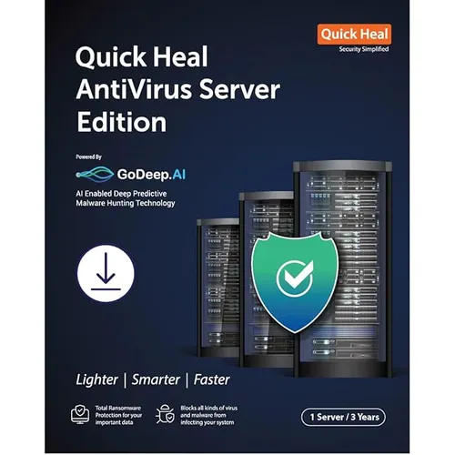 Quick Heal Antivirus Server Latest Version - 1 Server, 3 Years (Email Delivery in 1 Hour- No CD)