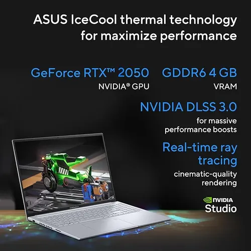 ASUS Vivobook 16X, Intel Core i5-12500H, 16" FHD+ 60Hz, Creator/Gaming Laptop (16GB RAM/512GB /RTX 2050/Win 11 home/Office 2021/Fingerprint /50WHr Battery/Cool Silver/1.80 kg)  K3605ZF-RP458WS