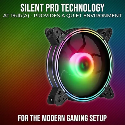 Coconut F2 Addressable RGB 120mm Fan, 3 in 1 with Remote Controller, programmable lighting effects, ARGB Fan Kit with Control Hub, CPU Fan for Gaming PC