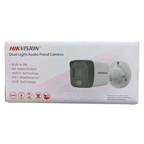 HIKVISION 2MP Outdoor Dual Light + Audio MIC Wired CCTV 1080p Camera DS-2CE16D0T-LPFS with USEWELL BNC/DC for 2MP & Above DVR