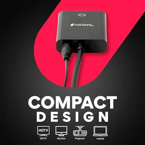 Coconut HDMI to VGA with Audio Adapter High Speed 4K HD Video Converter Gold Plated HDMI to VGA